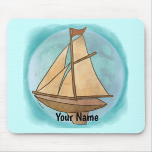 Tapis De Souris Old Sailboat custom name Mouse Pad