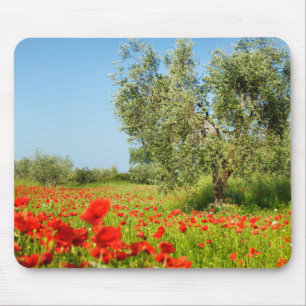 Tapis De Souris Olivier dans le mousepad de champ de pavot