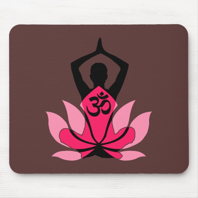 Tapis De Souris OM Namaste Spirituelle Lotus Fleur Yoga en Ombre (Devant)
