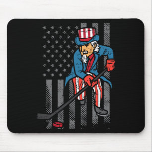 Tapis De Souris Oncle Sam de hockey sur glace du 4 juillet Drapeau