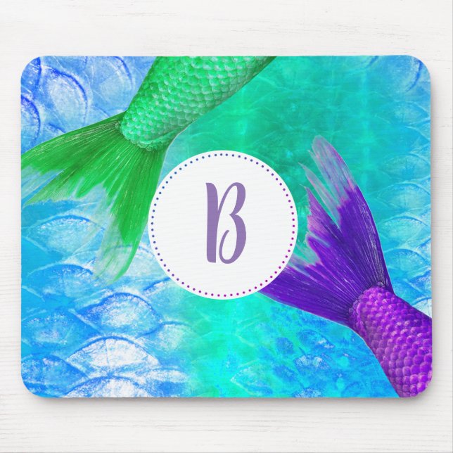 Tapis De Souris Ongles et échelles de sirène Turquoises et violett (Devant)