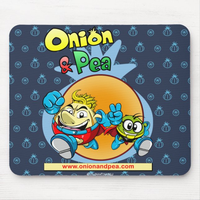 Tapis De Souris Onion et Pea blue mousepad. (Devant)