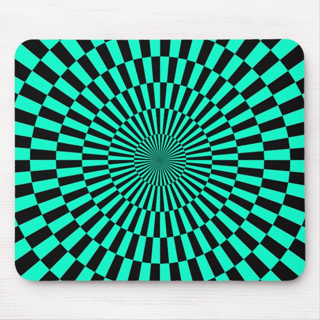Tapis De Souris Op Art - Turquoise et Noir (Devant)