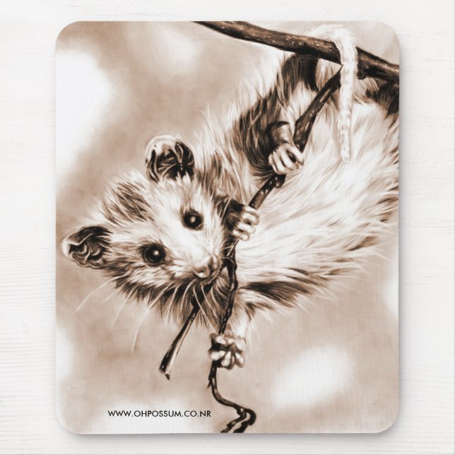 Tapis De Souris Opossum Mousepad - sépia de bébé (Devant)