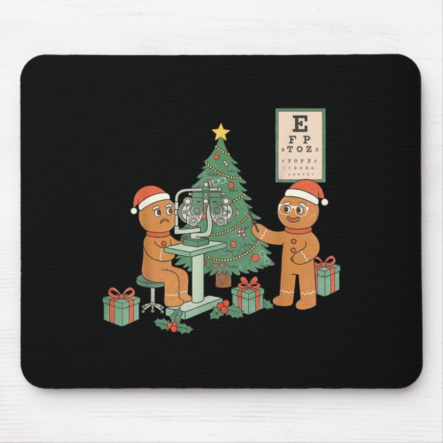 Tapis De Souris Optometry Gingerbread Christmas Optician Sight Squ (Devant)