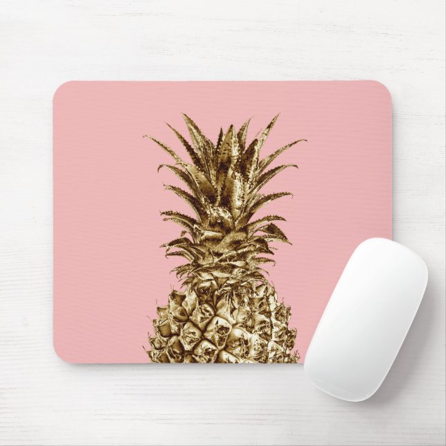 Tapis De Souris Or assez girly élégant et ananas de rose en pastel (Avec souris)