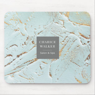 Tapis De Souris or bleu texturé monogramme moderne Mousepad