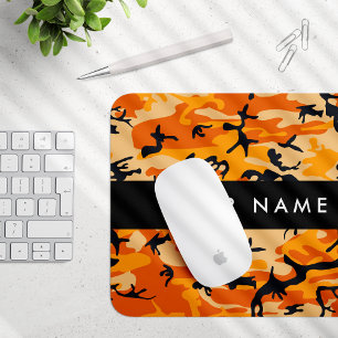 Tapis De Souris Orange Camouflage Votre nom Personnalisez