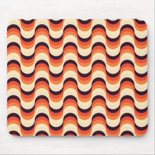 Tapis De Souris Orange, Crème, Cinquante rétro Brown Art Abstrait