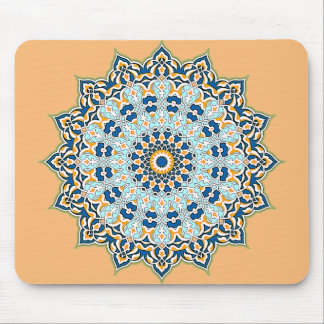 Tapis De Souris Orange et bleu Mandala Mousepad