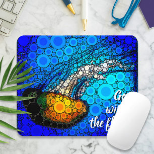 Tapis De Souris Orange Jellyfish Blue Ocean Go with Flow Script