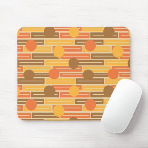 Tapis De Souris Orange, Or, Rectangles Brown et cercles