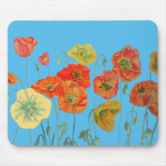 Tapis De Souris Orange Poppy Poppies Art Ordinateur Souris Mat Pad (Devant)