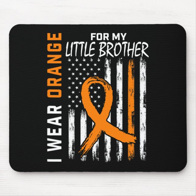 Tapis De Souris Orange Pour Mon Petit Frère Leucémie Cancer Aware (Devant)