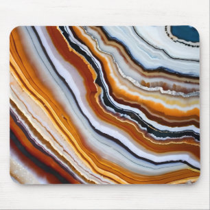 Tapis De Souris Orange Terracotta Blanc Black Blue Agate Géode