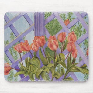 TAPIS DE SOURIS ORANGE TULIPS AVEC PURPLE LATTICE MOUSEPAD