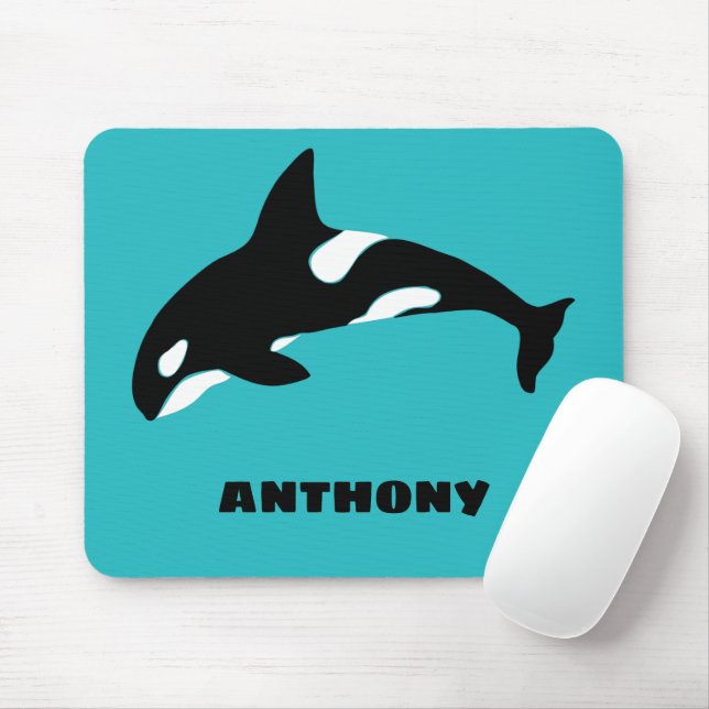Tapis De Souris Orcas Tueur Baleines Turquoise Bleu Personnalisé (Avec souris)