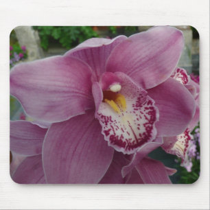 Tapis De Souris Orchidée violette et jardin coloré Floral