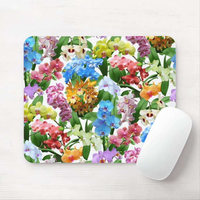Tapis De Souris Orchidées florales tropicales (Avec souris)