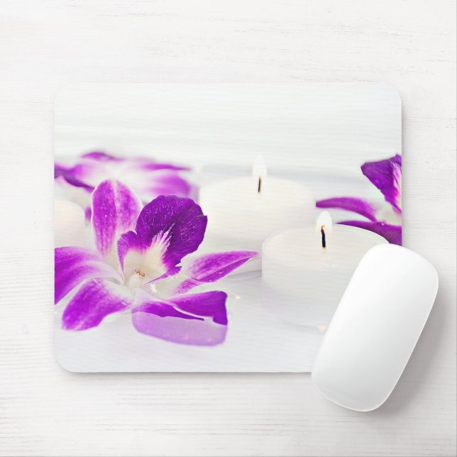 Tapis De Souris Orchidées roses et bougie (Avec souris)