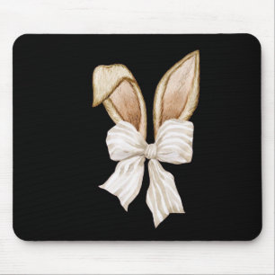 Tapis De Souris Oreilles de lapin Coquette Bow Bunny Lapin Joyeuse