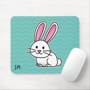 Tapis De Souris Oreilles de queue pelucheuse blanche chanceuse de