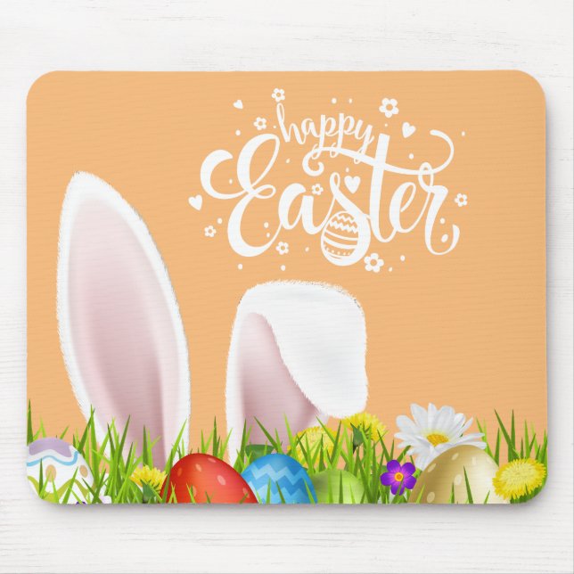 Tapis De Souris Oreilles florales Joyeuses Pâques | Mousepad de (Devant)