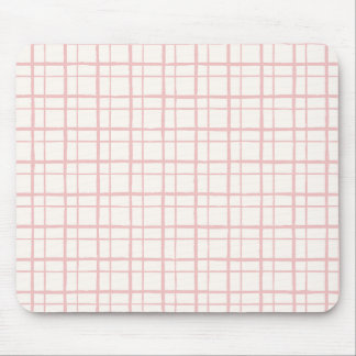 Tapis De Souris Organic Wobbly Check Grid Pattern Ballet Pink