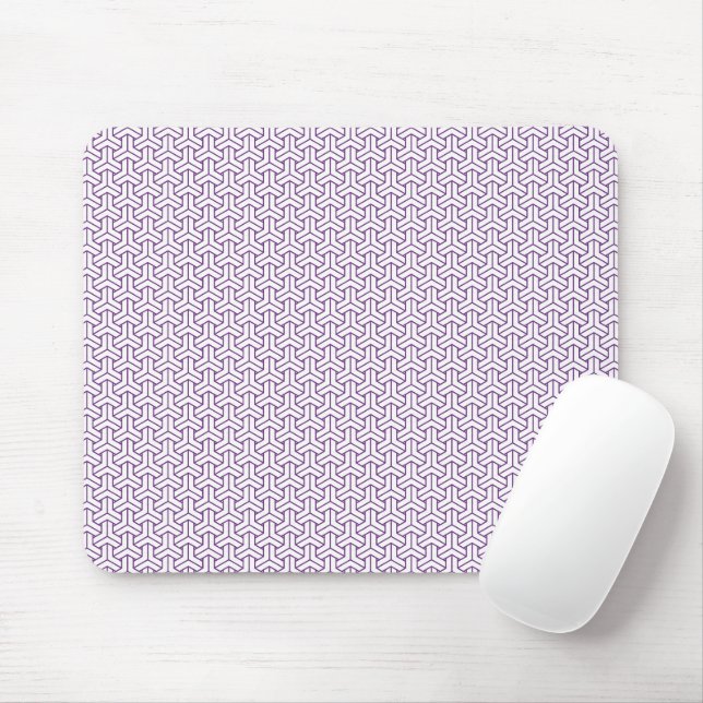 Tapis De Souris Oriental violet blanc Ayame Japon Motif Bishamon (Avec souris)