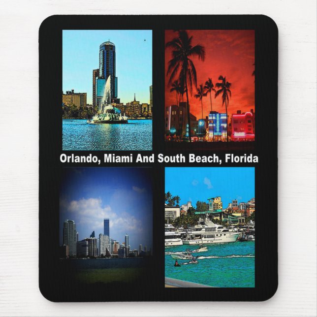 Tapis De Souris Orlando, Miami, South Beach Collage (Devant)