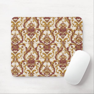 Tapis De Souris Ornement baroque en ivoire avec or et bordeaux