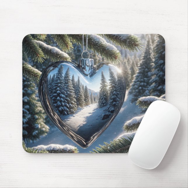 Tapis De Souris Ornement de coeur de Noël (Avec souris)