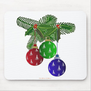 Tapis De Souris Ornements colorés d'arbres de Noël