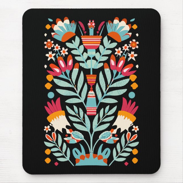 Tapis De Souris Otomi Flower Motif mexicain Floral Art (Devant)