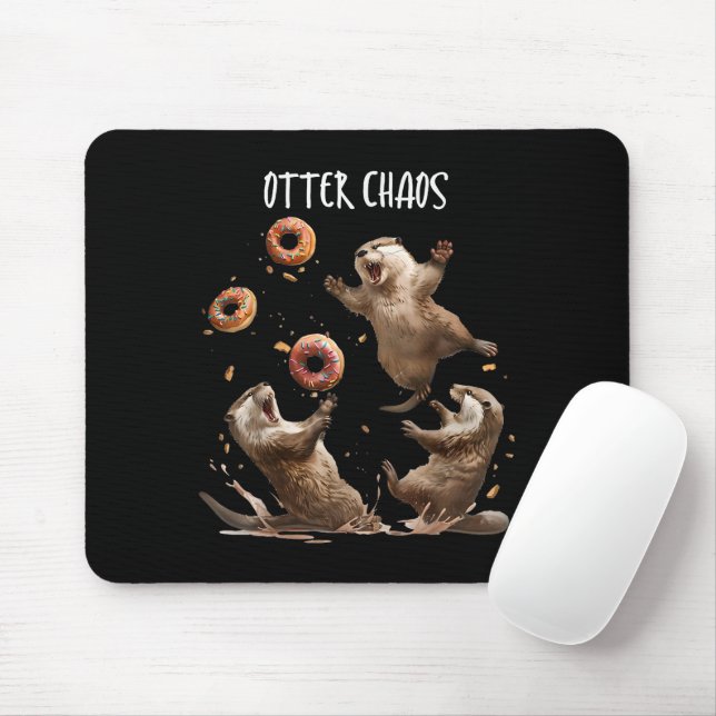 Tapis De Souris Otter Chaos Drôle Bagel Combattre Des Loutres De M (Avec souris)