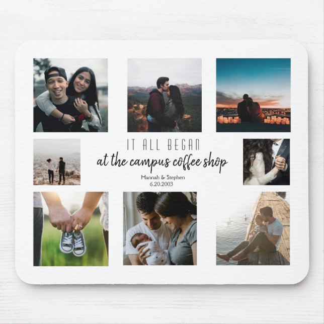 Tapis De Souris Où tout a commencé l'amour Histoire Photo Collage (Devant)