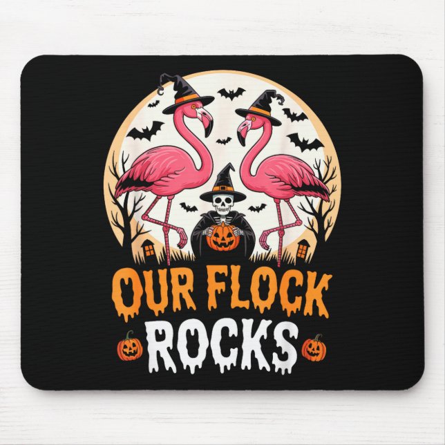 Tapis De Souris Our Flock Rocks Flamingo Halloween Costume Matchin (Devant)