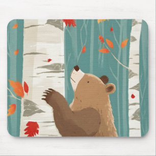 Tapis De Souris Ours boisé d'automne confortable