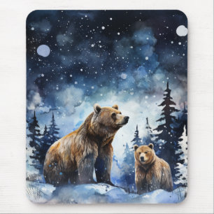 Tapis De Souris Ours Grizzly et bébé