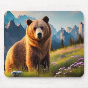 Tapis De Souris Ours grizzly sur le flanc de montagne 