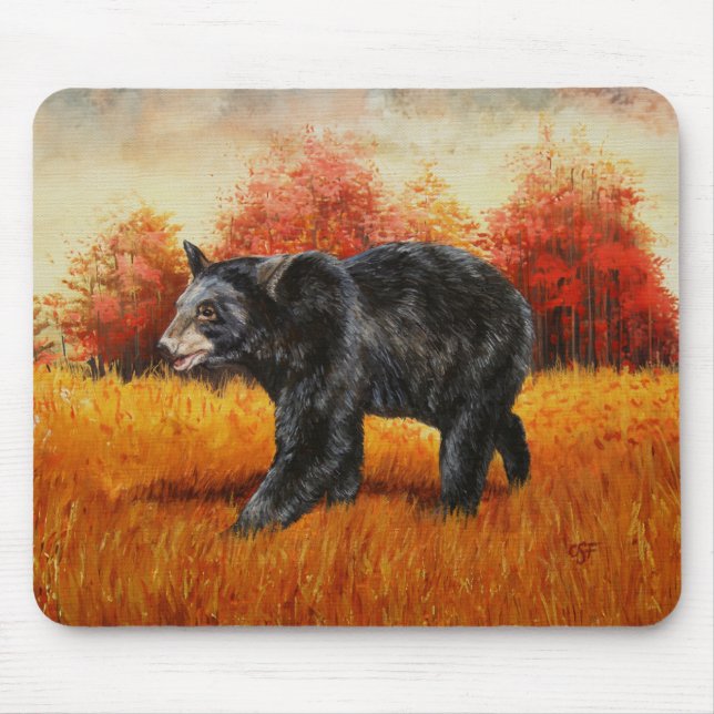 Tapis De Souris Ours noir automne (Devant)
