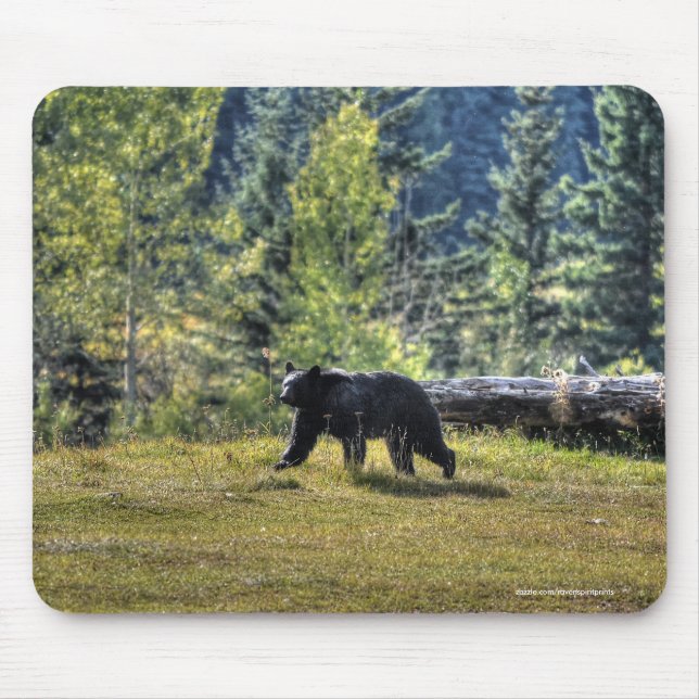 Tapis De Souris Ours Noir Traversant Un Pâturage De Ranch (Devant)