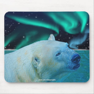 Tapis De Souris Ours Polaire & Aurora Borealis Art Mousepad