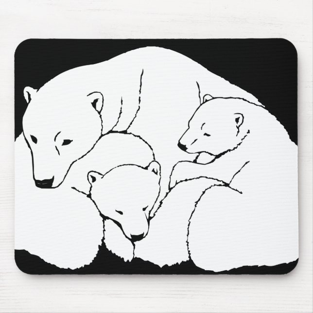 Tapis De Souris Ours Polaire & Cubs Mousepad Faune Art Mousepad (Devant)