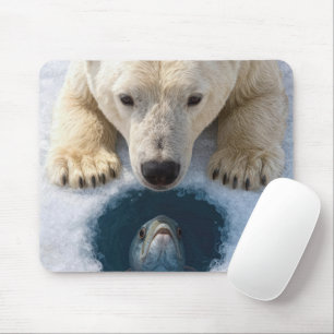 Tapis De Souris Ours polaire fixant un poisson