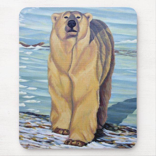 Tapis De Souris Ours Polaire Mousepad Art de la faune stylé Mousep (Devant)