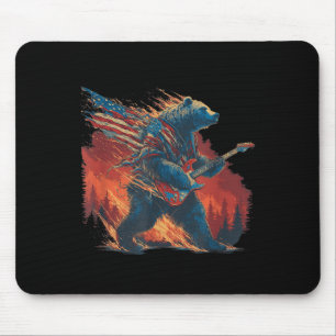 Tapis De Souris Ours Rocking Avec Guitare Électrique Et Gravure