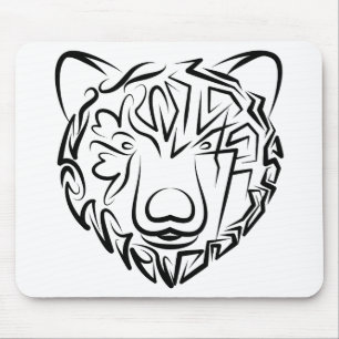 Tapis De Souris Ours tribal noir et blanc
