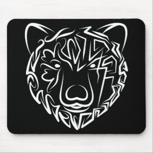 Tapis De Souris Ours tribal noir et blanc