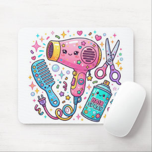 Tapis De Souris Outils de coiffeur dans le style d'art Kawaii